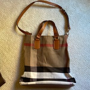 Burberry Oversize Canvas Bag With Crossbody Strap